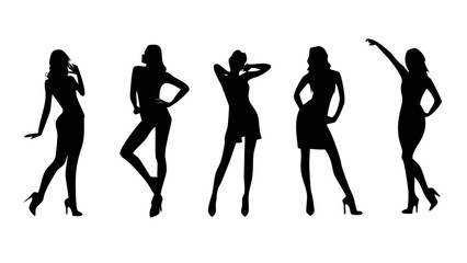 Fototapeta premium Empowered Female Silhouettes in Bold Poses for Feminine Strength Themes