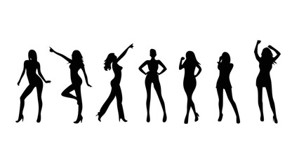 Fototapeta premium Empowered Female Silhouettes in Bold Poses for Feminine Strength Themes