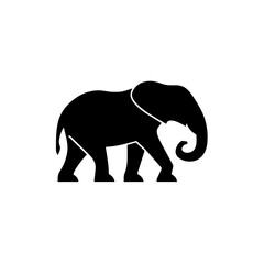 Fototapeta premium A stylized vector icon of an elephant walking in profile. 