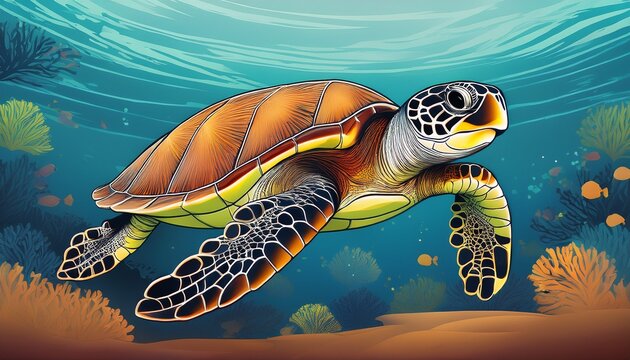 graceful sea turtle gliding underwater world sea turtle day