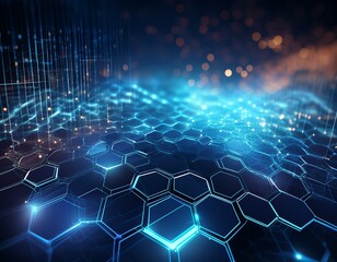 abstract digital hexagons technology background network structure