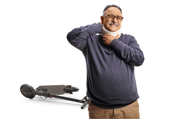 Mature suffering from electric scooter accident injury