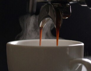 Coffee being brewed, steam rising