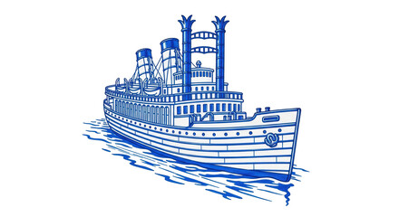 Isolated steamboat vintage style