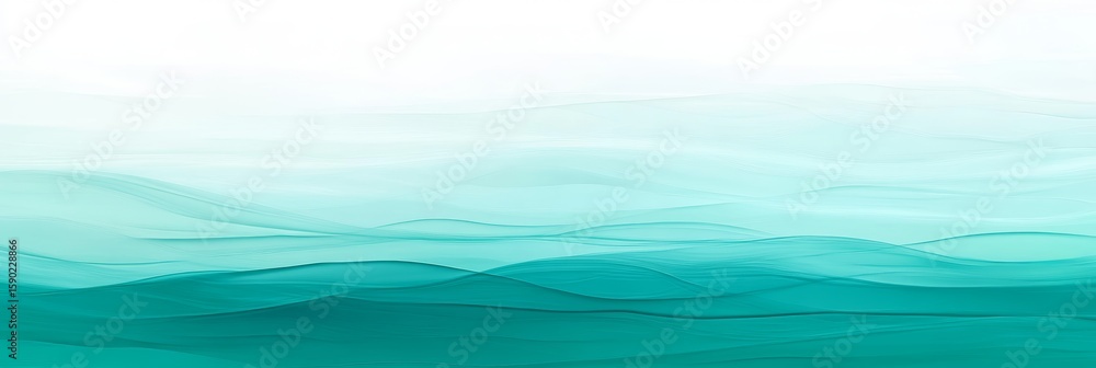 Poster serene ocean waves soft mint and teal gradient background with gentle flowing texture for design