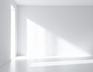 Obraz premium Empty Minimalist White Room with White Walls and Bright Light. Generated image.