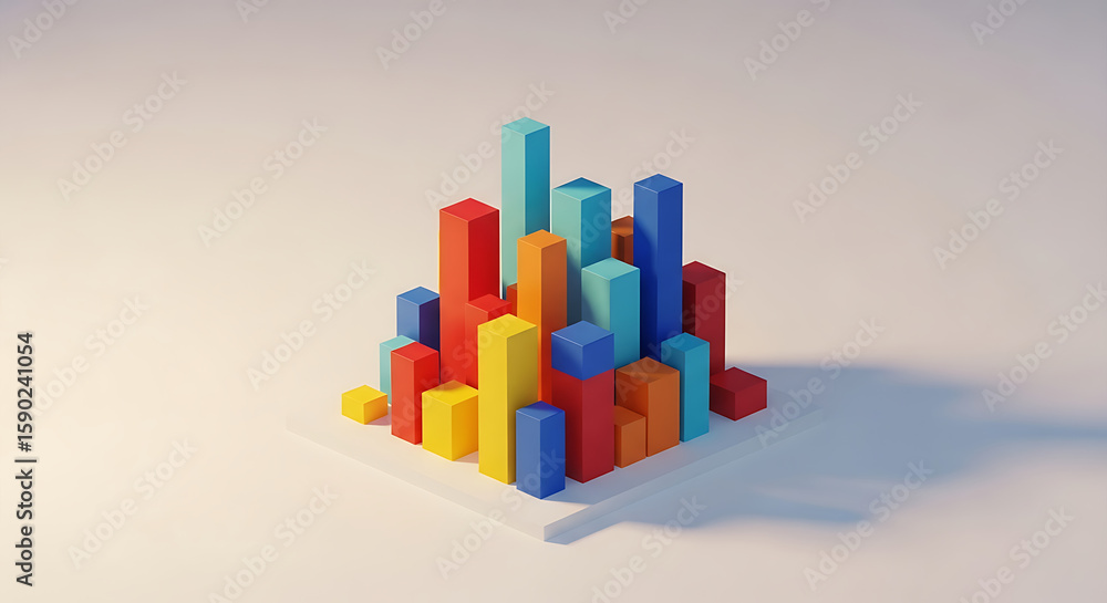 Poster colorful abstract columns modern graphic representation of data and metrics