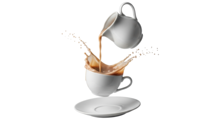 Isolated Coffee Pouring into Cup with Splash
