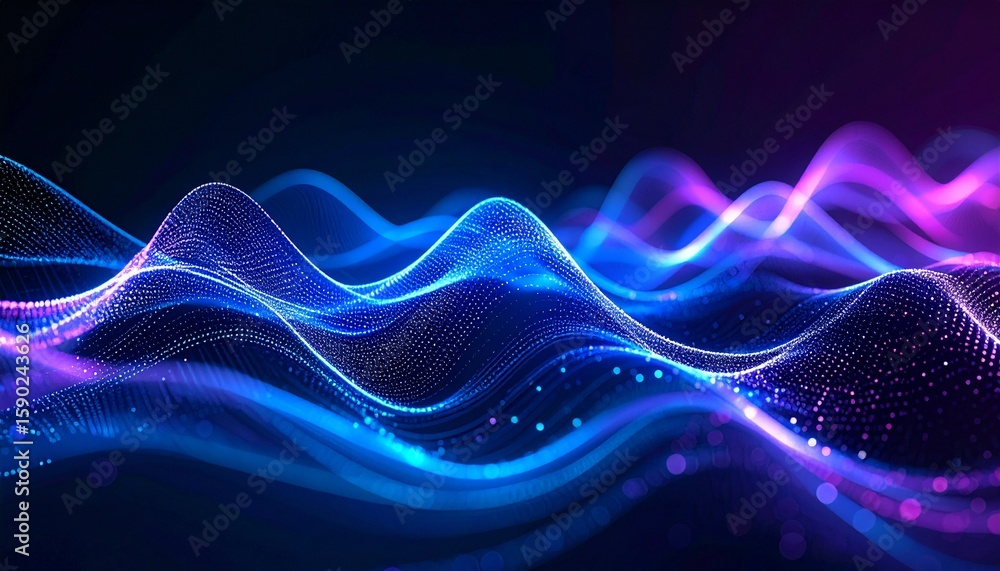 Poster abstract digital wave, a visual representation of energy and data in motion. the composition is domi