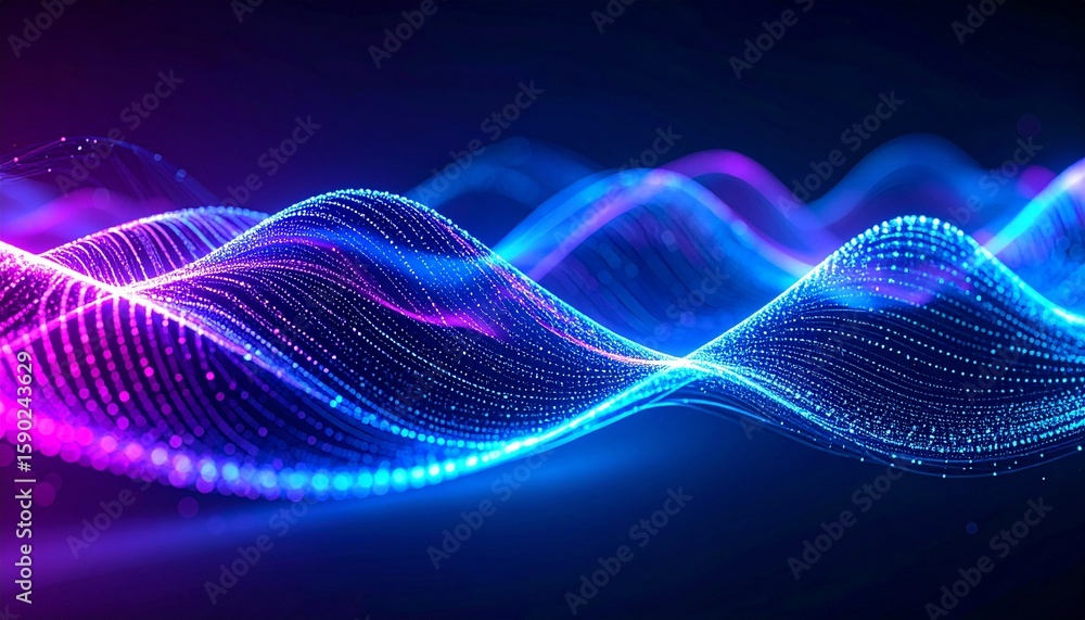 Poster abstract wavy lines of vibrant neon colors, creating a dynamic and energetic visual. the bright line