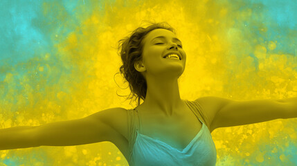 a radiant yellow aura symbolizing joy and positivity