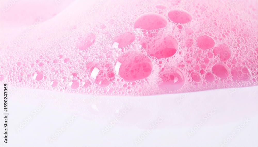 Poster a close-up shot of bubbly pink foam, creating a textured, abstract design. the soft bubbles and gent