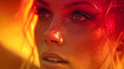 a fiery aura combining red and orange shades