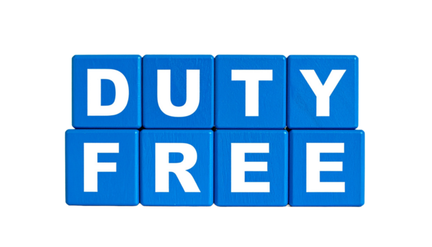 Duty Free sign made of blue blocks