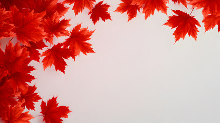Autumn Leaves in Vibrant Red on Grey