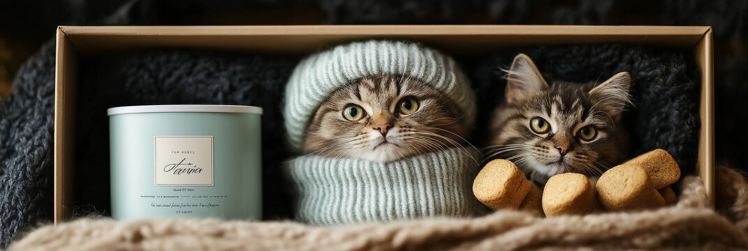 Siberian feline in cozy attire with candle, showcasing adorable cat fur and whiskers