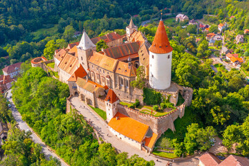 Beautiful view of the famous medieval royal castle Krivoklat in Central Bohemia, Czech Republic