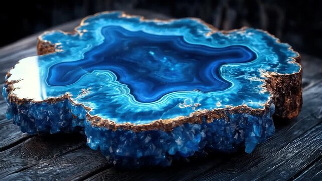 Blue agate slice, bands and texture