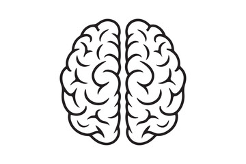 Simple black and white line drawing of a human brain