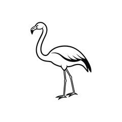 Obraz premium A flamingo line art silhouette vector illustration on white background
