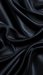Fototapeta premium Elegant Curves Of Smooth Black Fabric With Gentle Decorative Silk Forming Delicate Waving Lines
