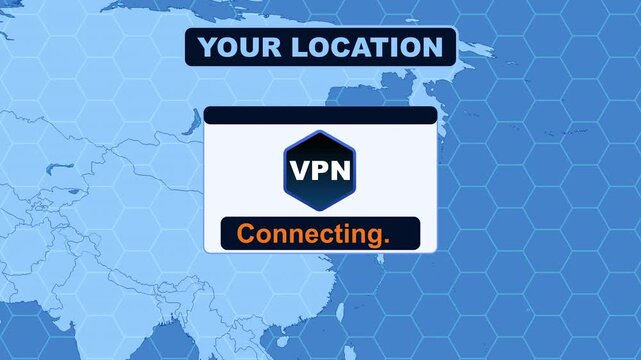User Turning on VPN connection to hide their location on internet concept Animation