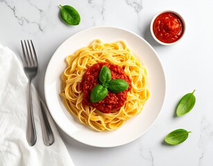 Italian Pasta with Tomato Sauce and Basil