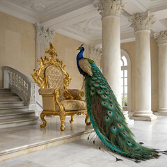 peacock with feathers
