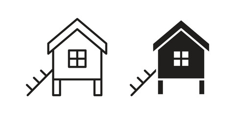 Chicken coop icon vector design. set web icons © Annimo