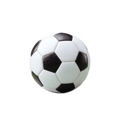 Fototapeta premium Classic black and white soccer ball on clean white background. Centered isolated composition with crisp shadows. Competitive teamwork and winning mindset. Ideal for sports branding and event
