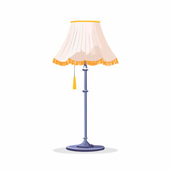 Floor lamp &ndash; Tall modern lamp with fabric shade casting soft light.
