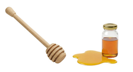 Isolated Honey Dipper and Jar