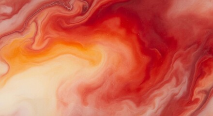 Abstract swirling pattern of red, orange, and cream colors blending together in a fluid, dynamic motion.