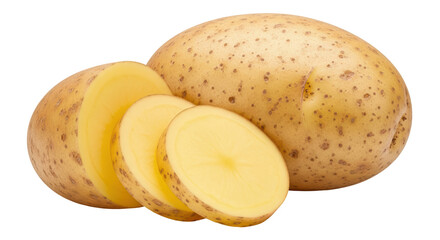 Isolated Potato and sliced potato