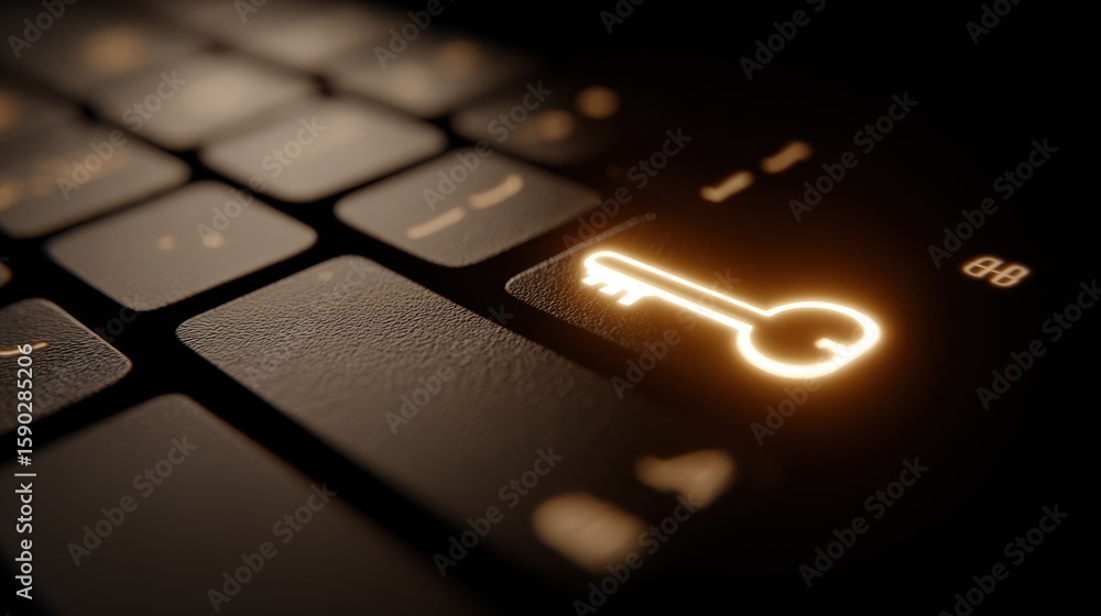Aufkleber illuminated key icon on a computer keyboard