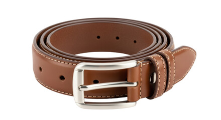 Isolated Brown Leather Belt