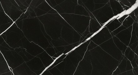 Black marble texture with white veining, elegant stone background.
