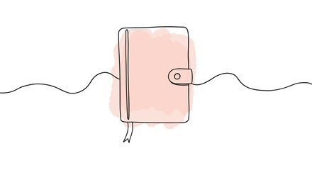 Obraz premium Watercolor vector illustration – Pink notebook drawn in one line