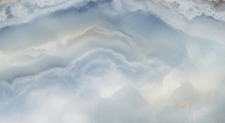Abstract close-up of blue and white agate stone with swirling patterns and layered textures, resembling clouds or smoke.