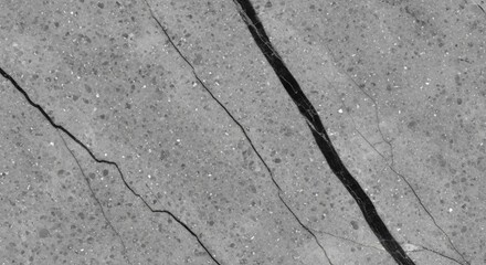 Obraz premium Close-up shot of a cracked gray concrete surface, showing detailed textures and diagonal fracture lines.