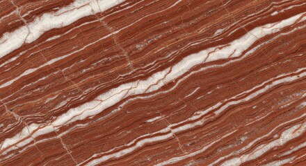 Obraz premium Close-up view of a reddish-brown marble with white veining, showcasing a natural stone texture.