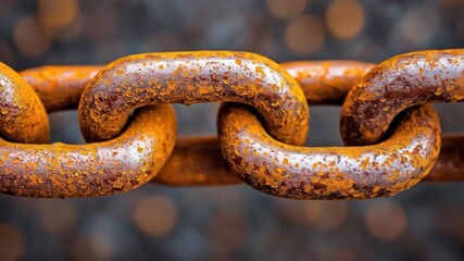 Close-up of rusty metal chain with a blurred background