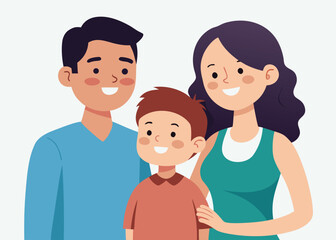Vector art of happy family with son smiling together