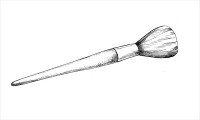 Graphic vector illustration of hand drawn makeup tools. Brush for blush and foundation