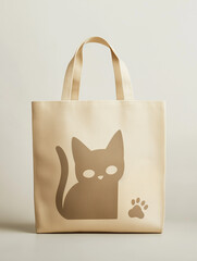 Cat tote bag with a cute design on a light background