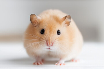 Cute furry hamster with whiskers and small adorable features in a domestic setting