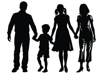 Vector art of family walking hand in hand