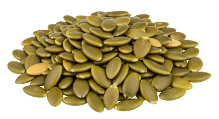 Isolated Pile of Green Pumpkin Seeds