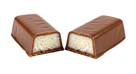 Isolated Chocolate Coconut Candy Bar Sliced