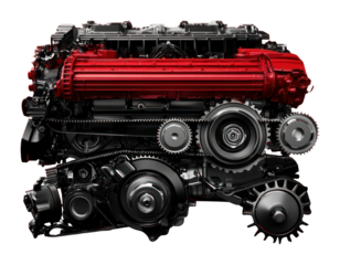 PNG Engine cross-section red engineering mechanical.
